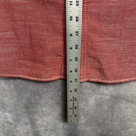 Woolrich Button Up Shirt Mens Medium Red Chambray Short Sleeve Casual Outdoors - Picture 5 of 7